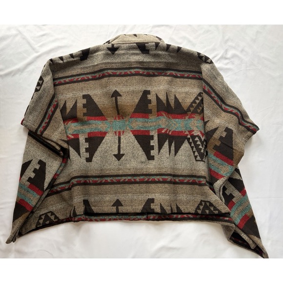 Thread & Supply Womens Multicolor Southwestern Aztec Poncho Shawl XS/S - Picture 2 of 7